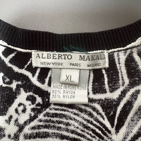 ALBERTO MAKALI Black and White Floral Blouse with Sequins - Picture 5 of 6